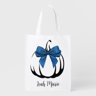 Personalized Pumpkin with Bow Trick or Treat Tote