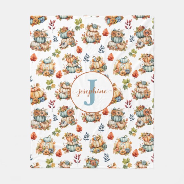  Personalized Pumpkins Country Chic Fleece Blanket (Front)