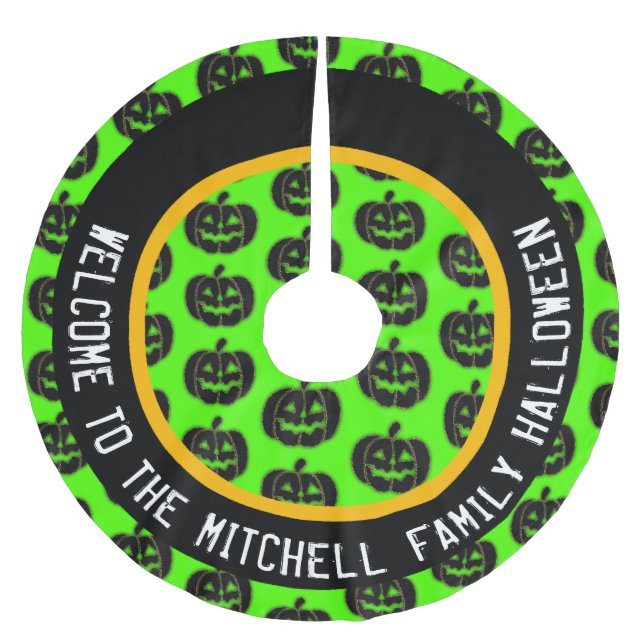 Personalized Pumpkins Halloween Tree Skirt (Front)