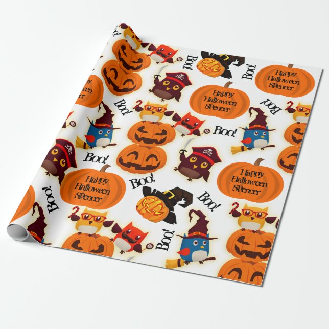Personalized Pumpkins Halloween Wrapping Paper (Unrolled)