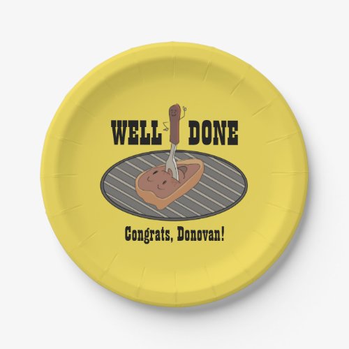 Personalized Punny Well Done BBQ Steak Plate