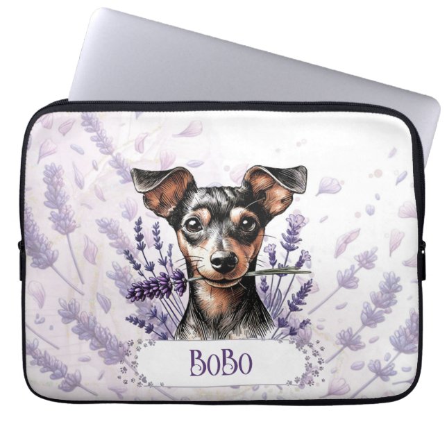 Personalized Pup – Min Pin Laptop Sleeve (Front)