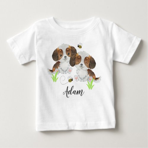 Personalized Puppy Dog Animals Kids Name Birthday Baby T_Shirt