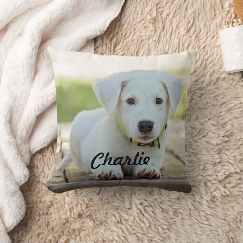 Personalized Puppy Dog DIY Photo and Name Throw Pillow