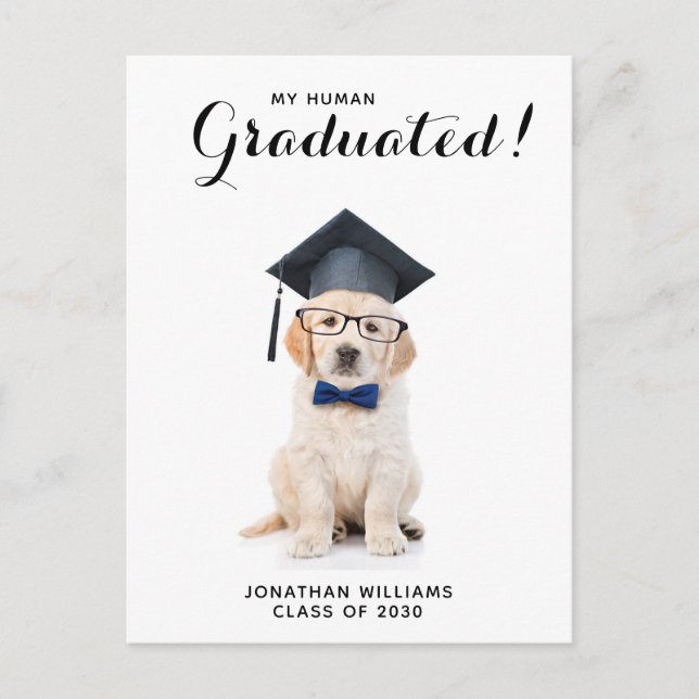 Personalized Puppy Dog Graduate Graduation Party Invitation Postcard (Front)