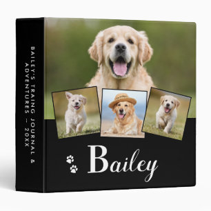 Personalized Puppy Dog Monogram Name 4 Pet Photo 3 Ring Binder