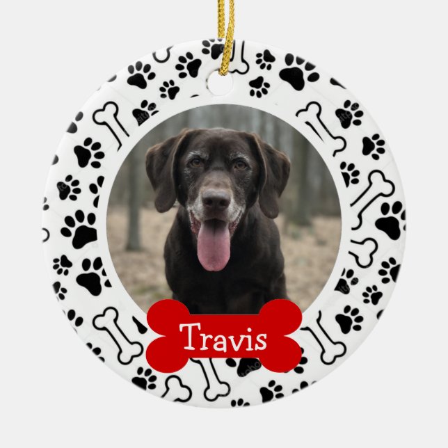 Personalized Puppy Dog Pet Photo Ceramic Ornament (Front)