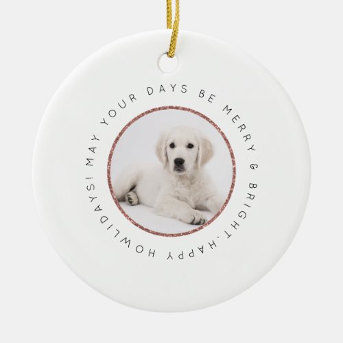Personalized Puppy Holiday Ornament  Rose Gold
