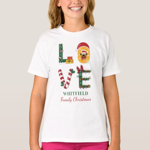 Personalized Puppy LOVE Christmas Matching Family T_Shirt