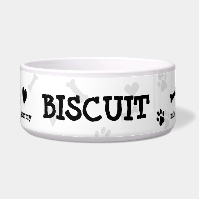 Personalized Puppy Modern Dog Bowl (Front)
