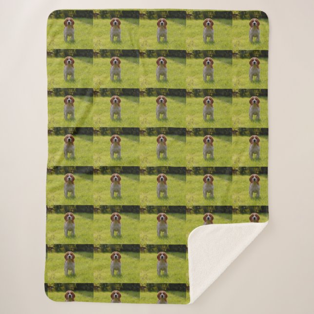 Personalized Puppy Photo Collage Pattern Dog Lover Sherpa Blanket (Front)