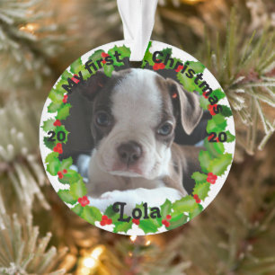 Personalized Puppy's First Christmas Photo Ornament