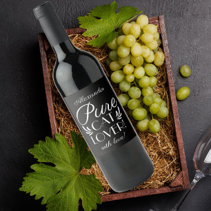 Personalized Pure Cat Lover! Wine Label