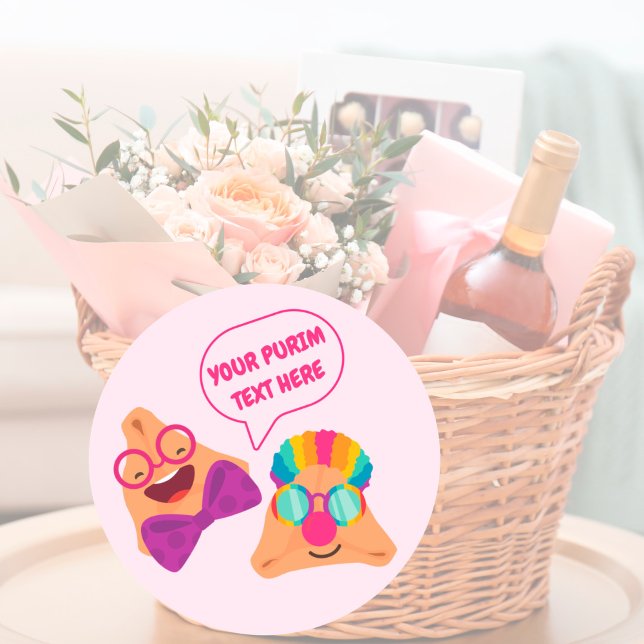 Personalized Purim Hamentashen  Classic Round Sticker (Creator Uploaded)