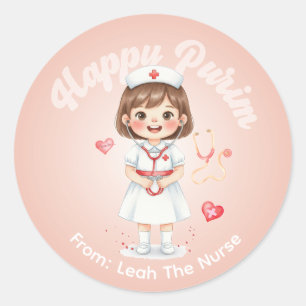 Personalized Purim Sticker – Nurse Theme