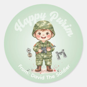 Personalized Purim Sticker – Soldier Theme