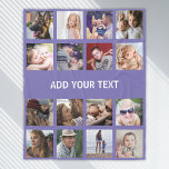 Personalized Purple 16 Photo Collage Fleece Blanket<br><div class="desc">Personalized photo gift fleecy blanket featuring a purple background that can be changed to any color,  16 pictures of your choice,  and a simple text template.</div>