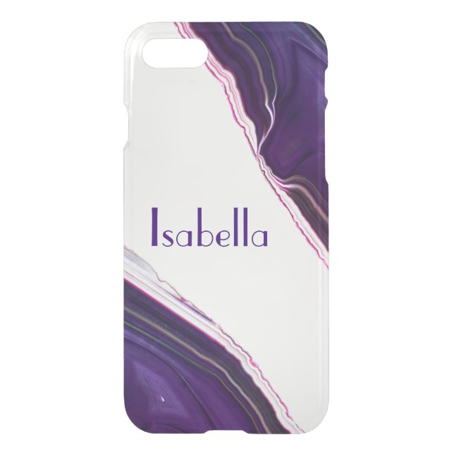 Personalized Purple Agate Gem Crystal Clear case (Back)