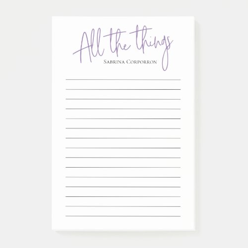 Personalized Purple All the Things to do list Post_it Notes