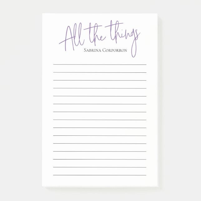 Personalized Purple All the Things to do list Post-it Notes (Front)