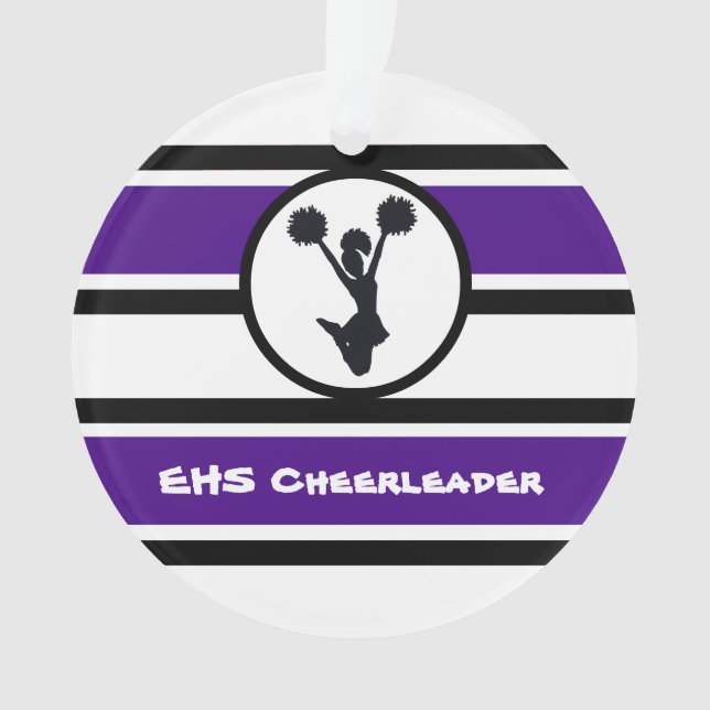 Personalized Purple and Black Cheerleader Ornament (Front)