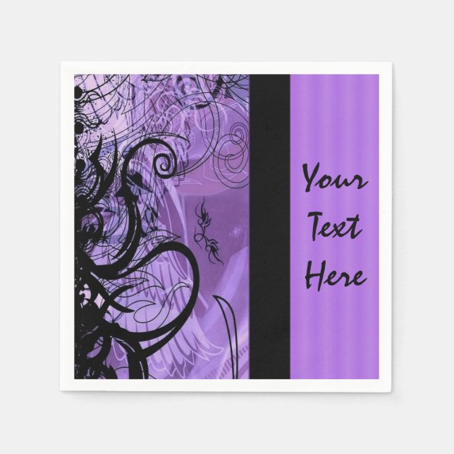 Personalized Purple and Black Goth Pattern Napkins (Front)