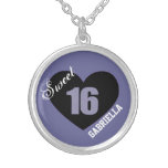 Personalized: Purple And Black Sweet 16 Necklace at Zazzle