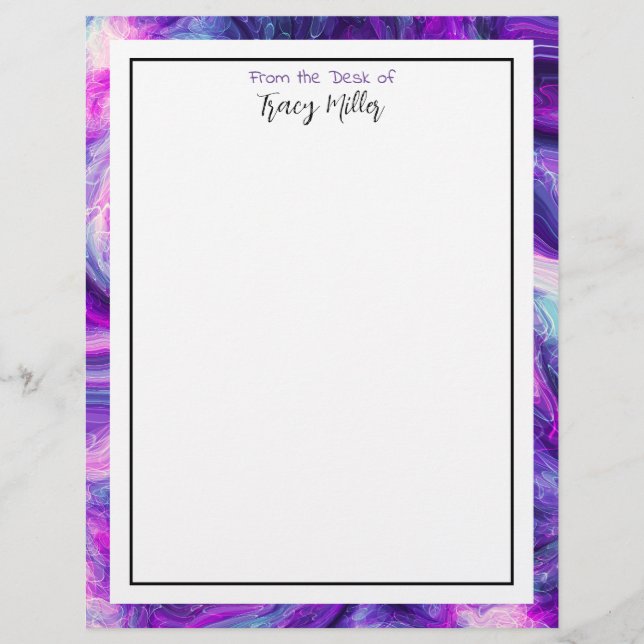 Personalized Purple and Blue Abstract Art Letterhead (Front)