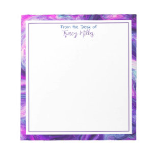 Personalized Purple and Blue Abstract Art Notepad