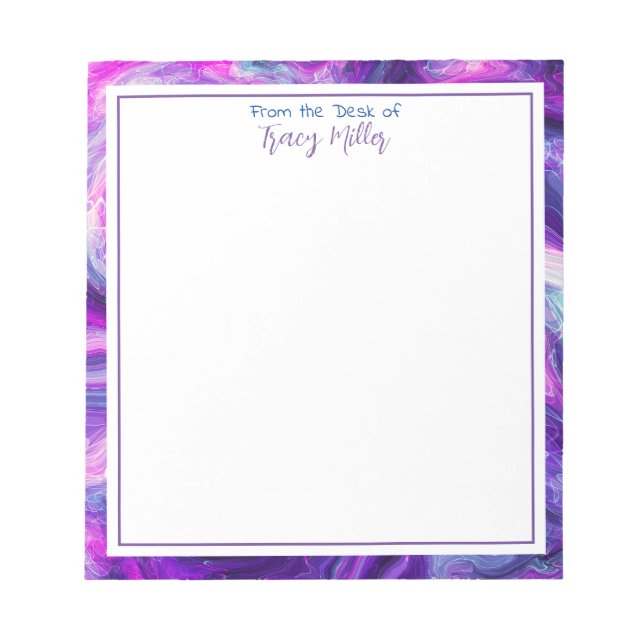 Personalized Purple and Blue Abstract Art   Notepad (Front)