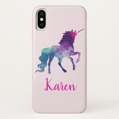 Personalized Purple and Blue Magical Unicorn iPhone X Case