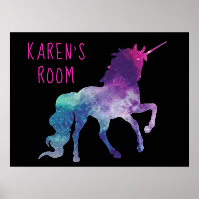 Personalized Purple and Blue Magical Unicorn Poster (Front)