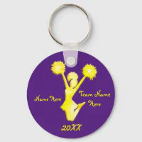 Burgundy Gold Black Cheer Keychains, Personalized Keychain, Zazzle