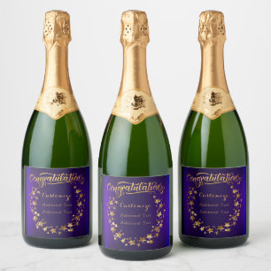Personalized Purple And Gold Congratulations Sparkling Wine Label