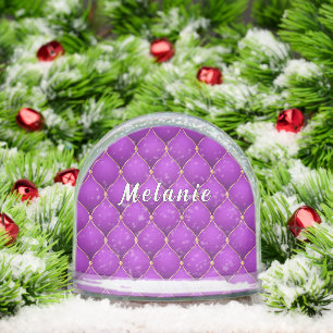Personalized Purple and Gold Custom Name Snow Globe