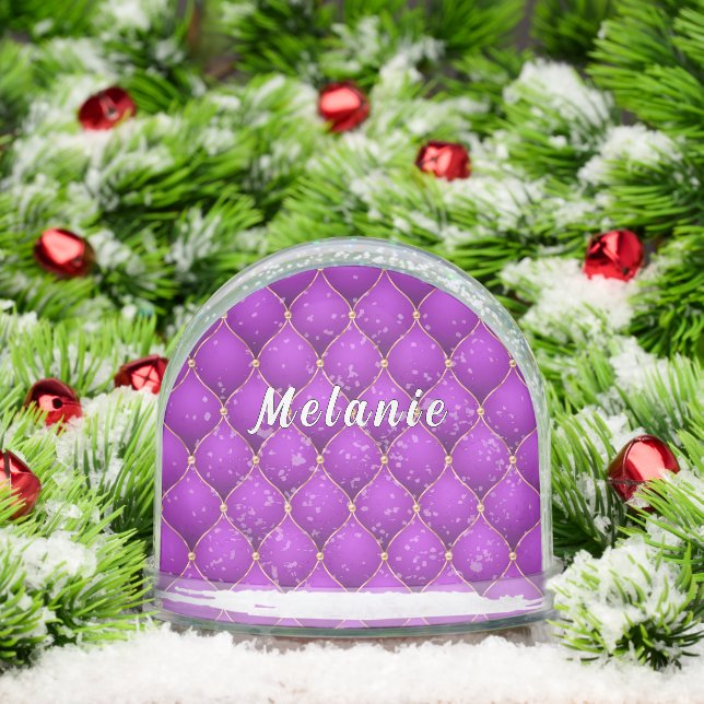 Personalized Purple and Gold Custom Name Snow Globe (Christmas)