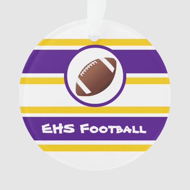 Personalized Purple and Gold Football Ornament (Front)