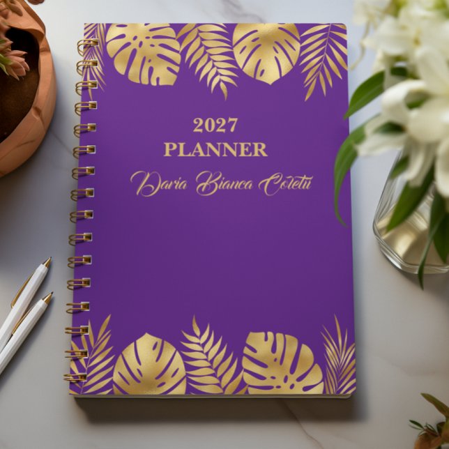 Personalized Purple and Gold Leaves  Planner (Creator Uploaded)