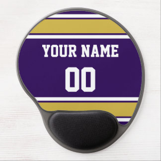 Personalized Purple and Gold Sports Stripes Gel Mouse Pad