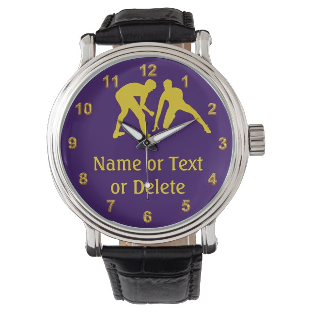 Personalized Purple and Gold Wrestling Watch (Front)