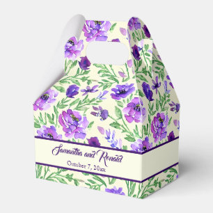 Personalized Purple and Green Floral Wedding  Favor Boxes