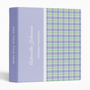 Personalized:  Purple and Green Plaid Binder
