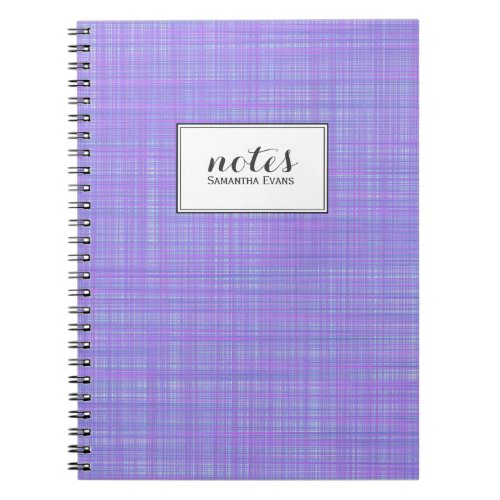Personalized Purple and Lavender Plaid Pattern Notebook