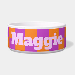 Personalized Purple and Orange Halloween Pet Bowl