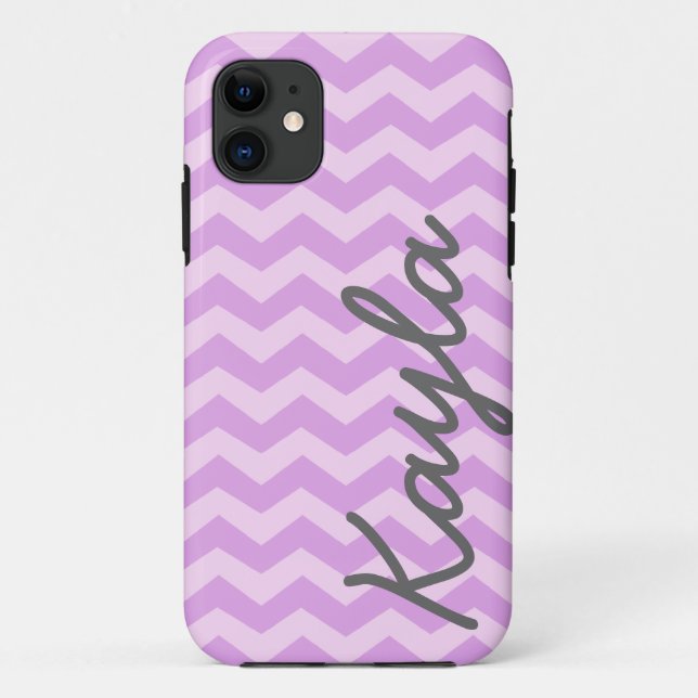 Personalized Purple and Pink Girly Chevron Pattern Case-Mate iPhone Case (Back)