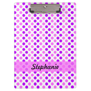 Personalized Purple and Pink Polka Dots Clipboard
