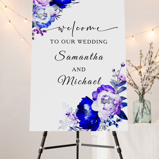 Personalized  Purple and Royal Blue Welcome Sign (In Situ (Stand))
