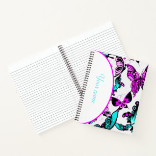 Personalized Purple and teal butterflies Notebook
