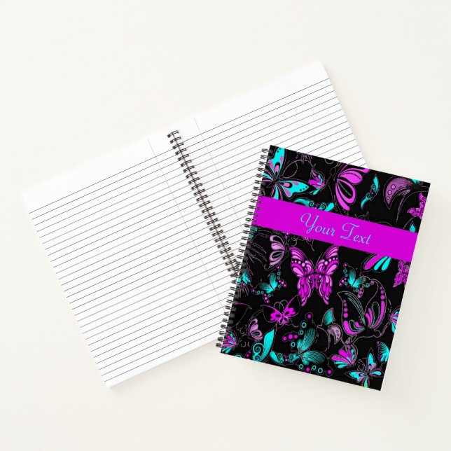 Personalized Purple and teal butterflies Notebook (Inside)