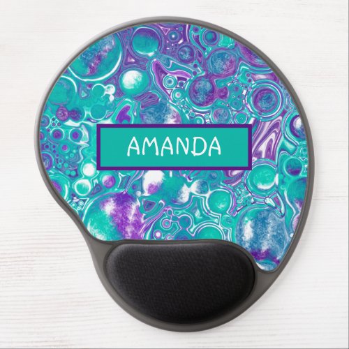 Personalized Purple and teal marble fluid art  Gel Mouse Pad